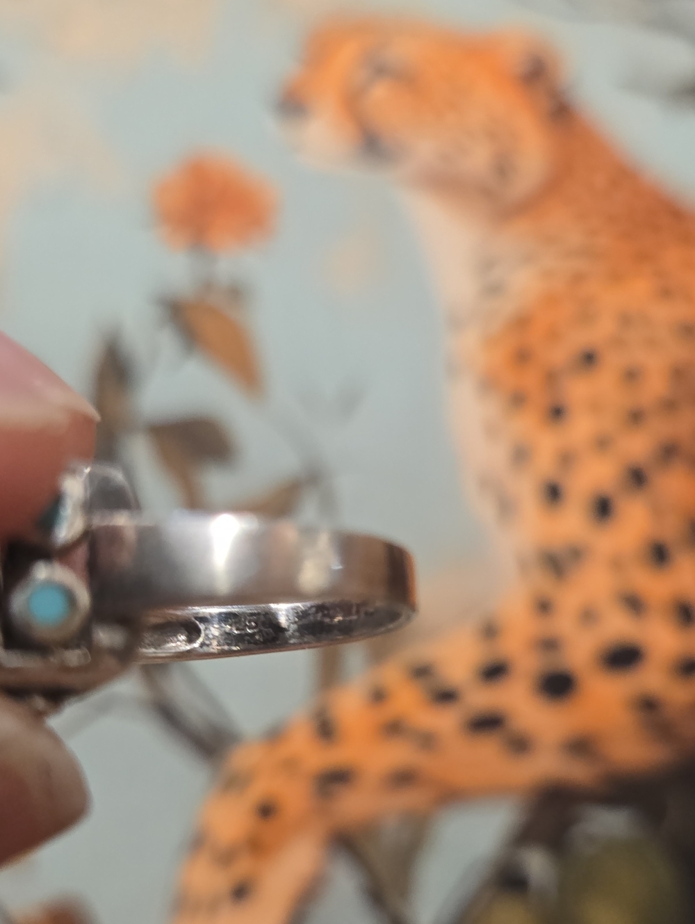 Sterling Silver Turquoise Square Dome Ring - Blue Accent Size 9 - Picture 6 of 6